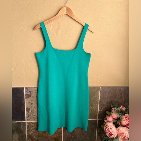 J. Crew Square Neck Mini Sweater Dress Green  Sleeveless Size Medium - Picture 5 of 9